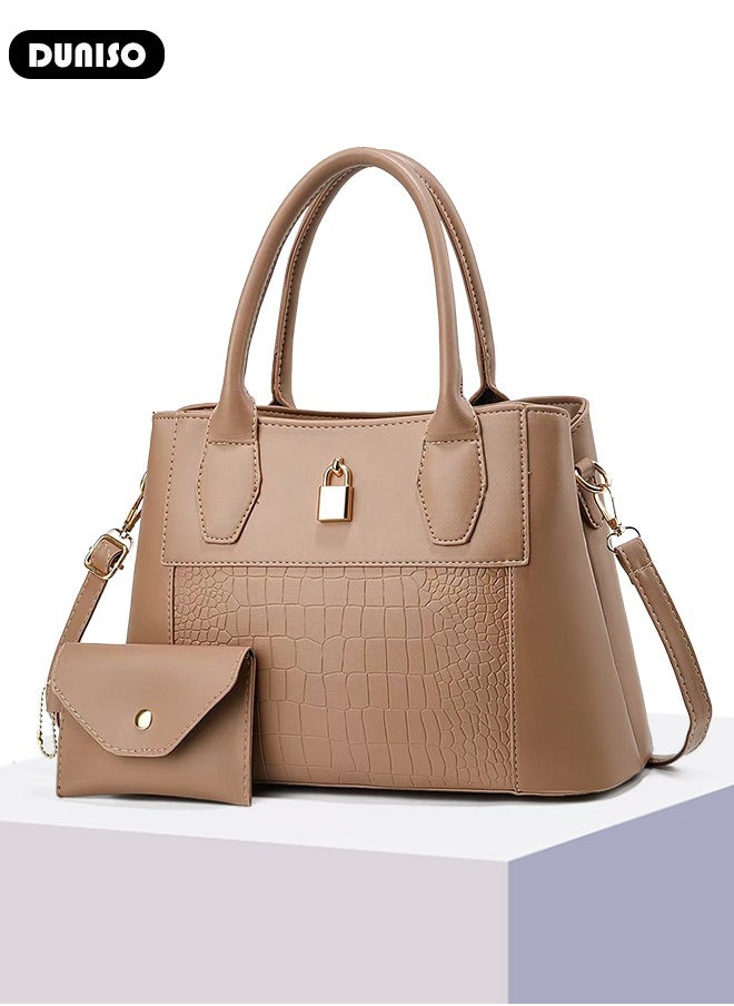 2PCS Women's Shoulder Tote Bag Set,Large Capacity Crossbody Bag,Shoulder Bag with Adjustable Shoulder Strap,Fashion Tote Bags Purse Bag Set for Women/Ladies Office Travel Daily Bag