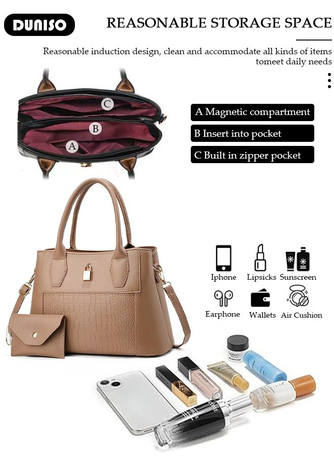 2PCS Women's Shoulder Tote Bag Set,Large Capacity Crossbody Bag,Shoulder Bag with Adjustable Shoulder Strap,Fashion Tote Bags Purse Bag Set for Women/Ladies Office Travel Daily Bag