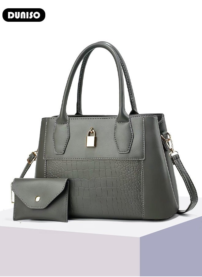 2PCS Women's Shoulder Tote Bag Set,Large Capacity Crossbody Bag,Shoulder Bag with Adjustable Shoulder Strap,Fashion Tote Bags Purse Bag Set for Women/Ladies Office Travel Daily Bag