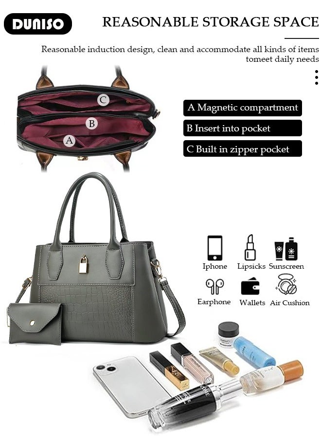 2PCS Women's Shoulder Tote Bag Set,Large Capacity Crossbody Bag,Shoulder Bag with Adjustable Shoulder Strap,Fashion Tote Bags Purse Bag Set for Women/Ladies Office Travel Daily Bag