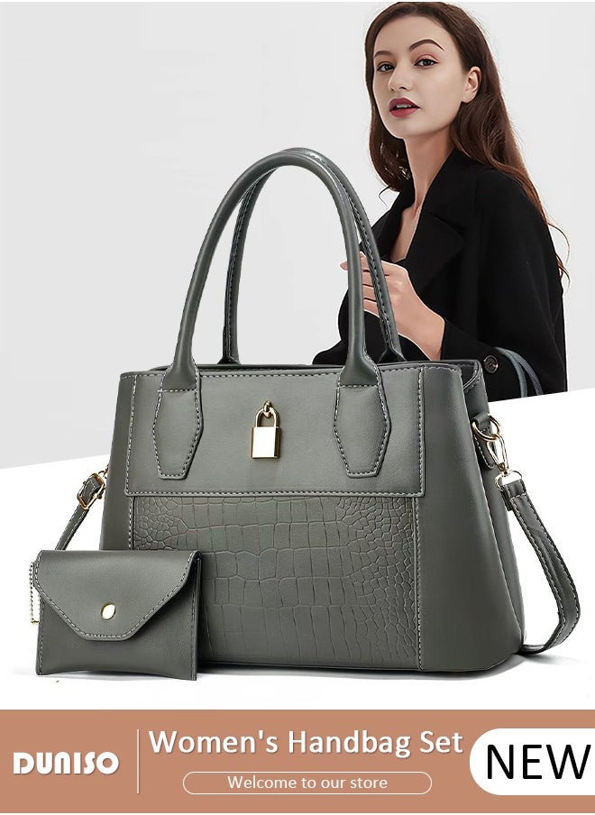 2PCS Women's Shoulder Tote Bag Set,Large Capacity Crossbody Bag,Shoulder Bag with Adjustable Shoulder Strap,Fashion Tote Bags Purse Bag Set for Women/Ladies Office Travel Daily Bag