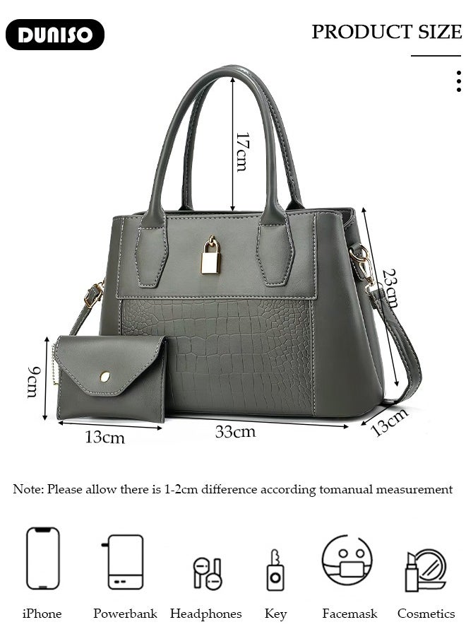 2PCS Women's Shoulder Tote Bag Set,Large Capacity Crossbody Bag,Shoulder Bag with Adjustable Shoulder Strap,Fashion Tote Bags Purse Bag Set for Women/Ladies Office Travel Daily Bag