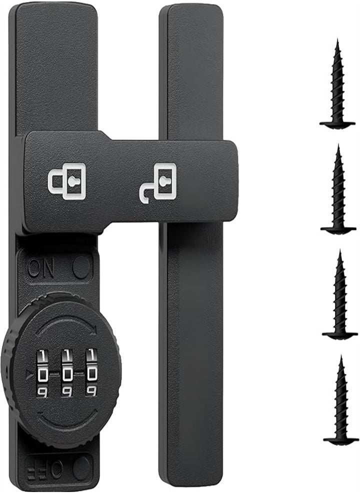 Punch-free keyless cabinet lock, combination lock, combination lock for privacy protection and easy installation on disposable doors, cabinets, drawers and double doors (combination lock black)