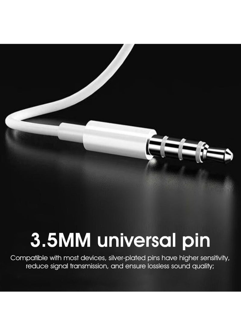 3.5mm Stereo In Ear Headphones, Universal Wired Control Earphone, Comfortable Hifi Sound Sports Music Earbuds, Portable Stylish Wired Headsets With Microphone And Button Control, (1pc, White)
