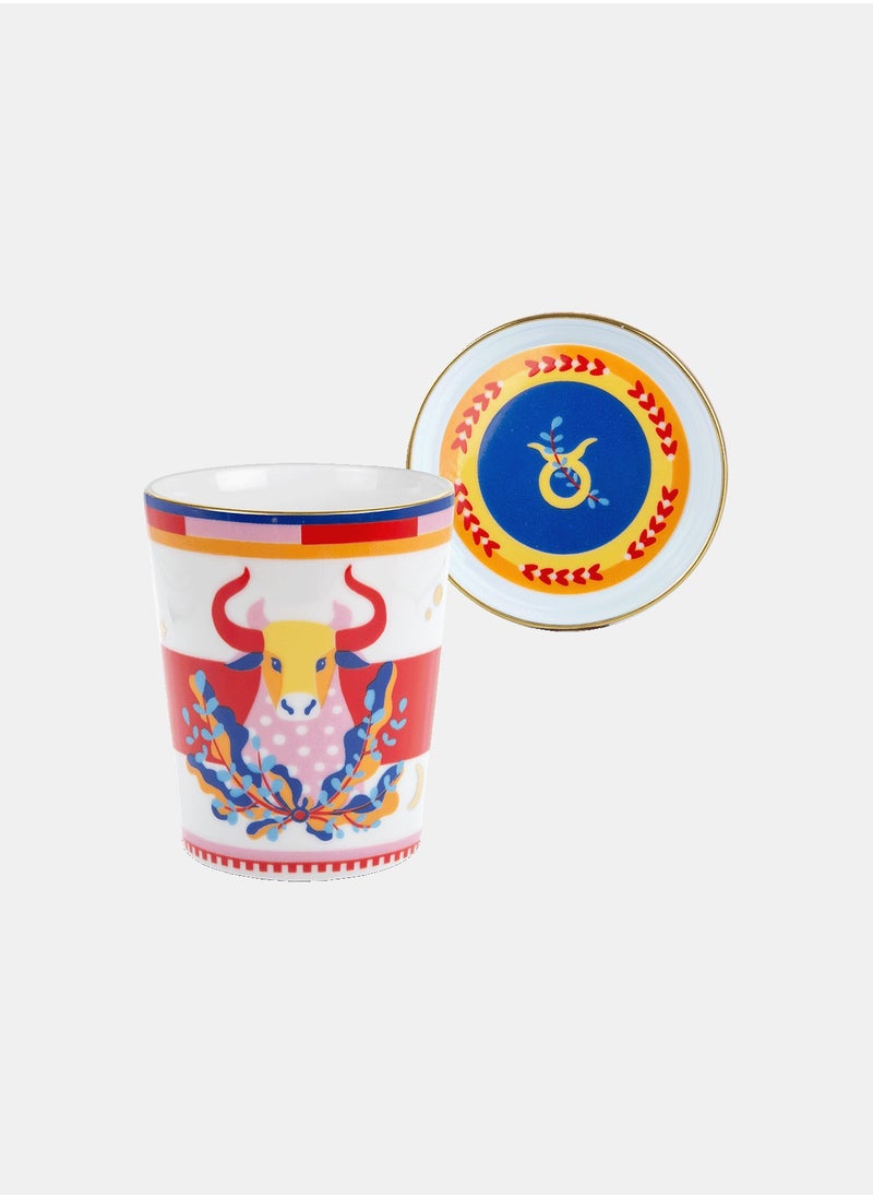 Porcelain Cup with Lid/Saucer – Taurus (Ø 9 cm, H 12 cm)