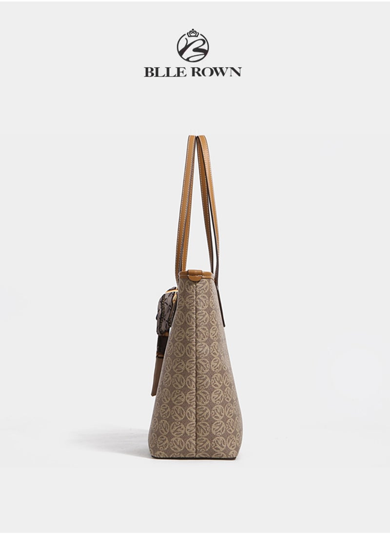 Large Capacity Casual Brown Color Versatile Tote Bag Women's Commuter Shoulder Bags for Daily Use,Shopping,Commuter,Work,Office,Travel