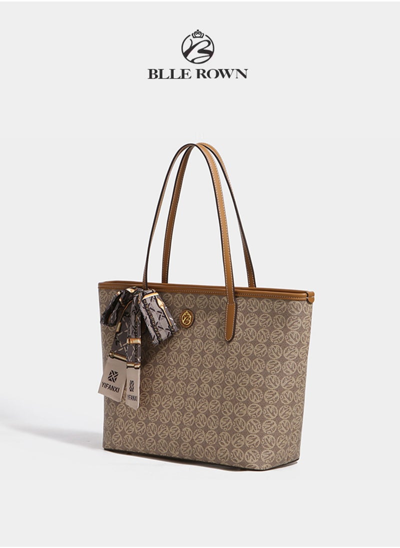 Large Capacity Casual Brown Color Versatile Tote Bag Women's Commuter Shoulder Bags for Daily Use,Shopping,Commuter,Work,Office,Travel