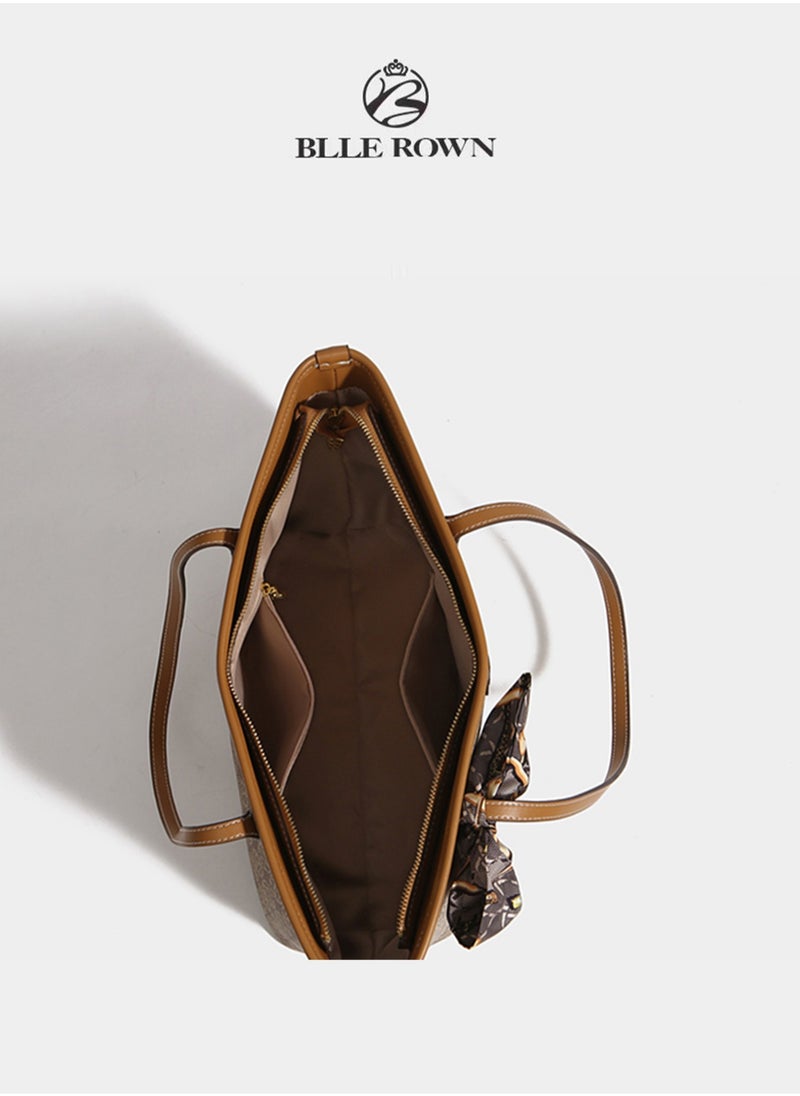 Large Capacity Casual Brown Color Versatile Tote Bag Women's Commuter Shoulder Bags for Daily Use,Shopping,Commuter,Work,Office,Travel