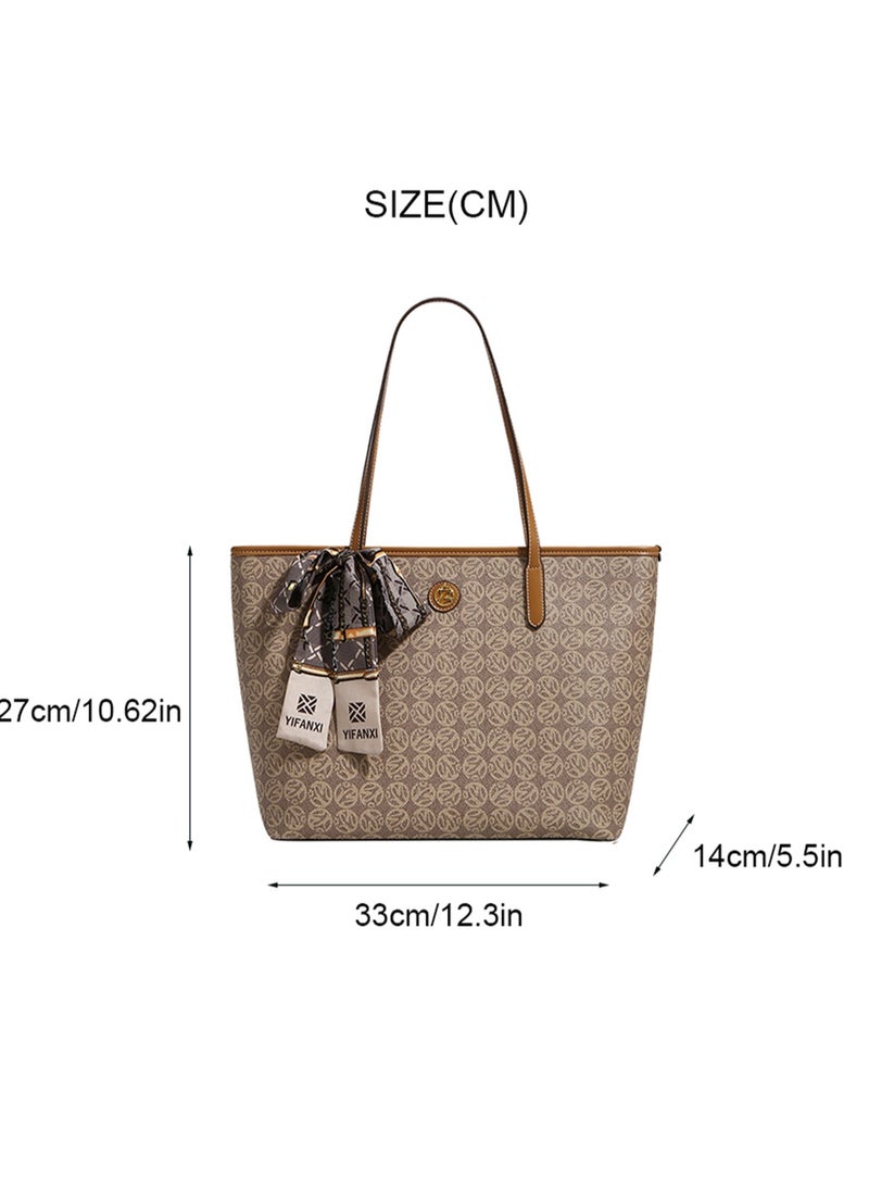 Large Capacity Casual Brown Color Versatile Tote Bag Women's Commuter Shoulder Bags for Daily Use,Shopping,Commuter,Work,Office,Travel