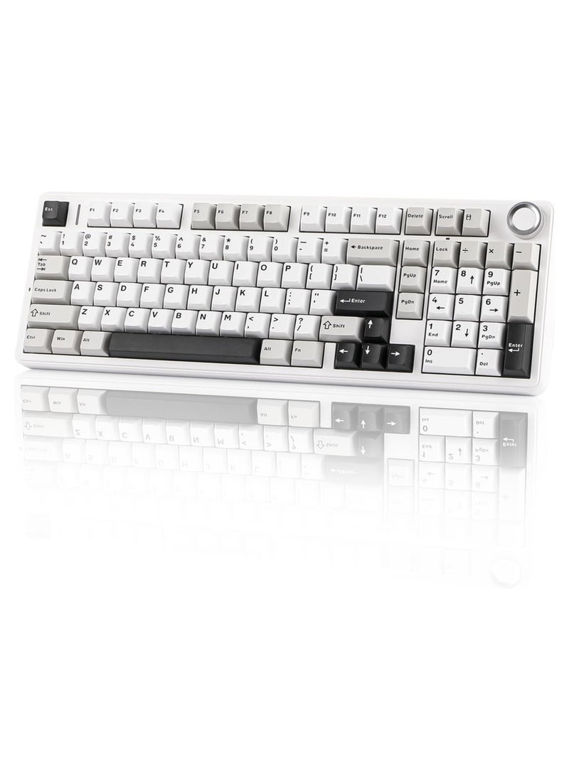 Aula F99 PRO Wireless Gaming Keyboard, Hot Swappable Custom Keyboard, 2.4GHz/Type-C/BT5.0 Mechanical Keyboard with 8000mAh Battery, RGB Backlit Gaming Keyboard (Black&Grey&White)
