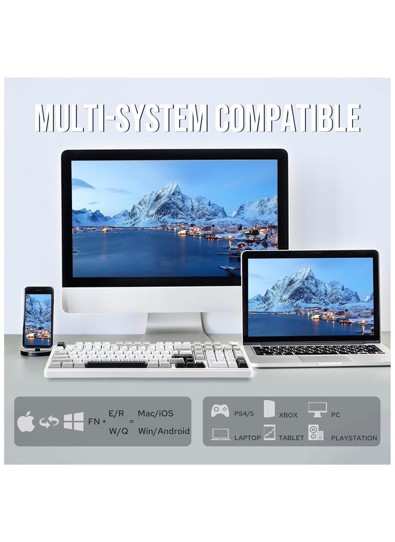 Aula F99 PRO Wireless Gaming Keyboard, Hot Swappable Custom Keyboard, 2.4GHz/Type-C/BT5.0 Mechanical Keyboard with 8000mAh Battery, RGB Backlit Gaming Keyboard (Black&Grey&White)