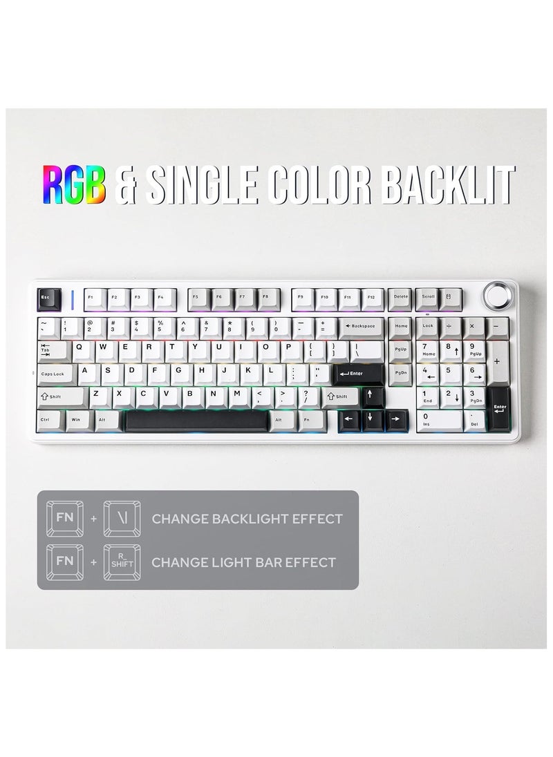 Aula F99 PRO Wireless Gaming Keyboard, Hot Swappable Custom Keyboard, 2.4GHz/Type-C/BT5.0 Mechanical Keyboard with 8000mAh Battery, RGB Backlit Gaming Keyboard (Black&Grey&White)