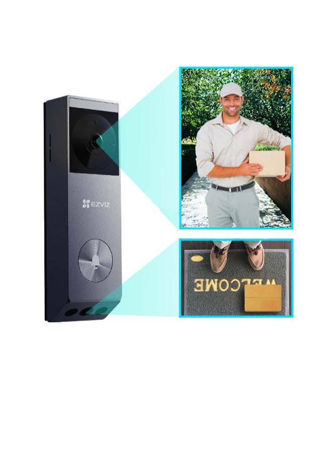 EP3x Pro 2K Dual-Lens Battery-Powered Video Doorbell with 1080p Bottom Camera, Solar Panel, AI Human & Package Detection, 32GB eMMC Storage, Color Night Vision, Two-Way Talk, Tamper Alarm, Smart Integration with Google Assistant & Alexa, Weatherproof | CS-EP3x Pro