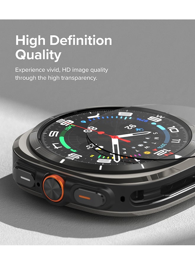 Slim Extend And Glass Combo For Samsung Galaxy Watch Ultra Case, Anti Scratch Protector Adhesive Frame Ring Cover Accessory Full-Coverage Screen Protector - Alpine - Clear