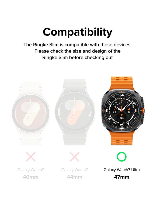 Slim Extend And Glass Combo For Samsung Galaxy Watch Ultra Case, Anti Scratch Protector Adhesive Frame Ring Cover Accessory Full-Coverage Screen Protector - Alpine - Clear