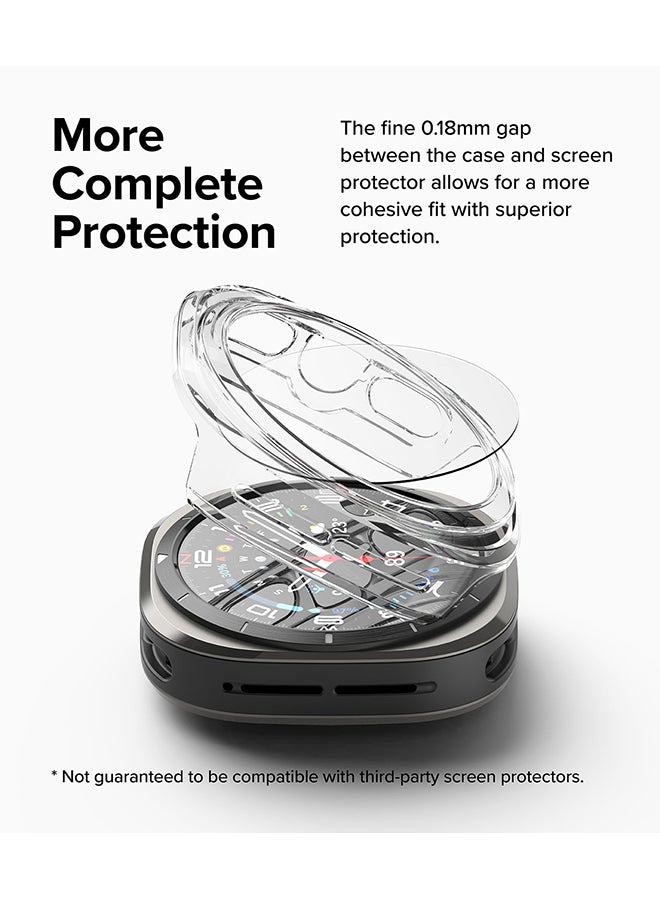 Slim Extend And Glass Combo For Samsung Galaxy Watch Ultra Case, Anti Scratch Protector Adhesive Frame Ring Cover Accessory Full-Coverage Screen Protector - Clear