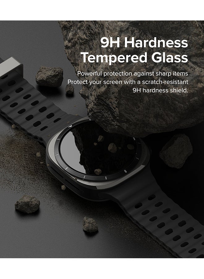 Slim Extend And Glass Combo For Samsung Galaxy Watch Ultra Case, Anti Scratch Protector Adhesive Frame Ring Cover Accessory Full-Coverage Screen Protector - Clear