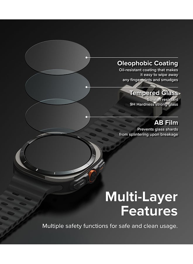 Slim Extend And Glass Combo For Samsung Galaxy Watch Ultra Case, Anti Scratch Protector Adhesive Frame Ring Cover Accessory Full-Coverage Screen Protector - Clear