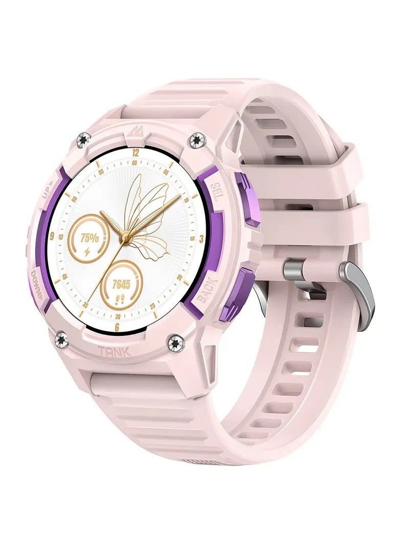TANK S2 Smartwatch – AMOLED Display, Bluetooth Calling, 5ATM Waterproof, Comprehensive Health Tracking, 12-Day Battery Life, Precise GPS, Alexa & AI Voice Assistant – Perfect for Athletes & Adventurers Pink