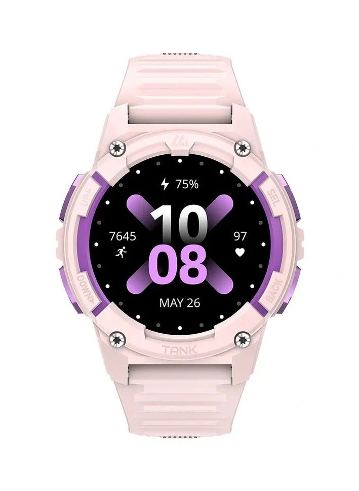 TANK S2 Smartwatch – AMOLED Display, Bluetooth Calling, 5ATM Waterproof, Comprehensive Health Tracking, 12-Day Battery Life, Precise GPS, Alexa & AI Voice Assistant – Perfect for Athletes & Adventurers Pink