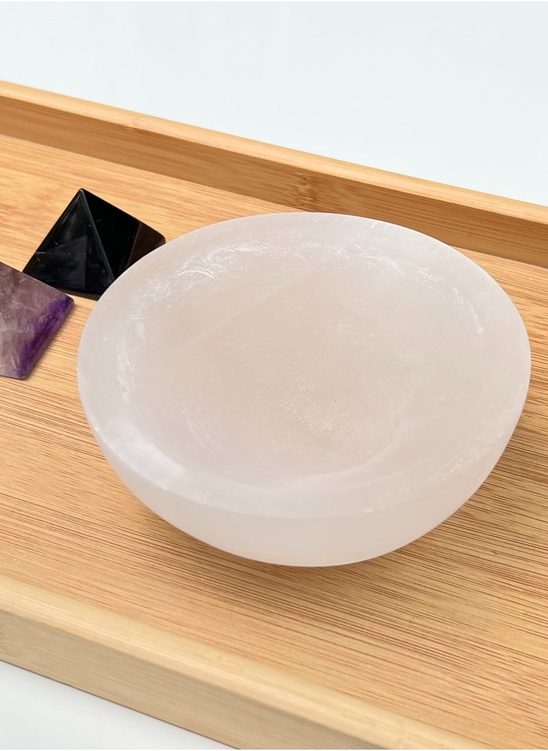 TheraLuma Hand-Carved White Selenite Bowl – 9 cm (3.5