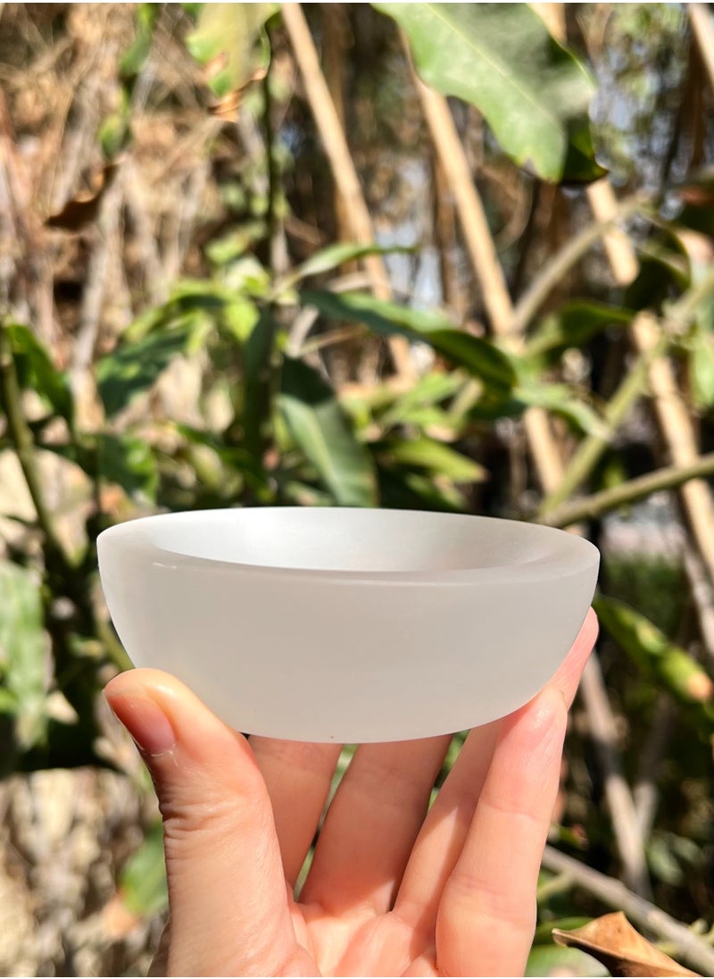 TheraLuma Hand-Carved White Selenite Bowl – 9 cm (3.5