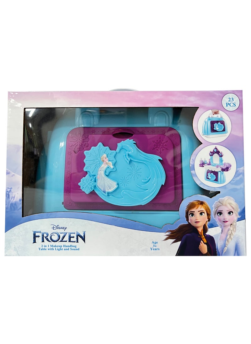Frozen 2-in-1 Makeup Handbag Playset Light & Sound | Anna / Elsa | Vanity Playset | Pretend Play | Fashion Styling | Make Up Playset | Gift for Kids
