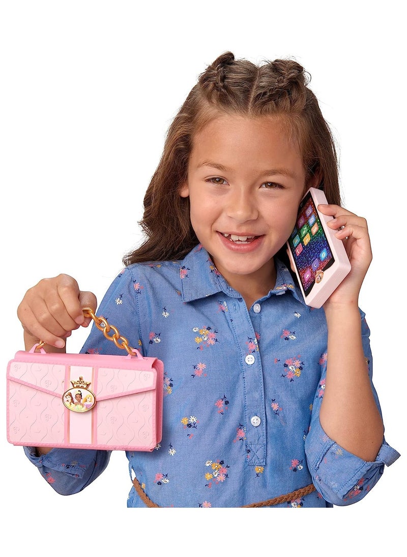 Disney Princess Style Phone And Clutch, Battery Operated | Pretend Play | Fashion Accessories | With Realistic Sound Effect | Gift for Kids and Teens