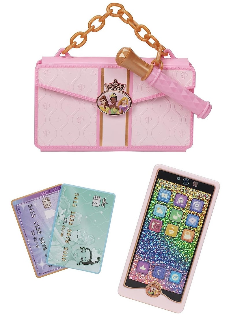 Disney Princess Style Phone And Clutch, Battery Operated | Pretend Play | Fashion Accessories | With Realistic Sound Effect | Gift for Kids and Teens