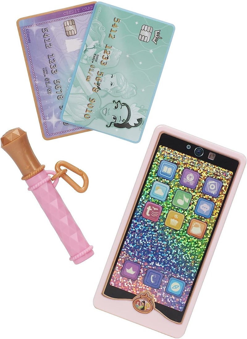 Disney Princess Style Phone And Clutch, Battery Operated | Pretend Play | Fashion Accessories | With Realistic Sound Effect | Gift for Kids and Teens