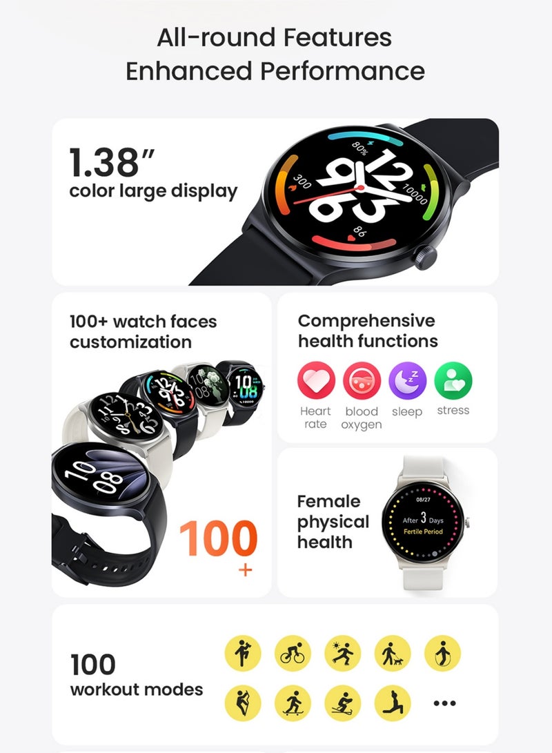 240 mAh Solar Lite Smart Watch With 100 Plus Workout Modes And Heart Rate Blood Oxygen Monitoring Sleep Stress Testing Silver