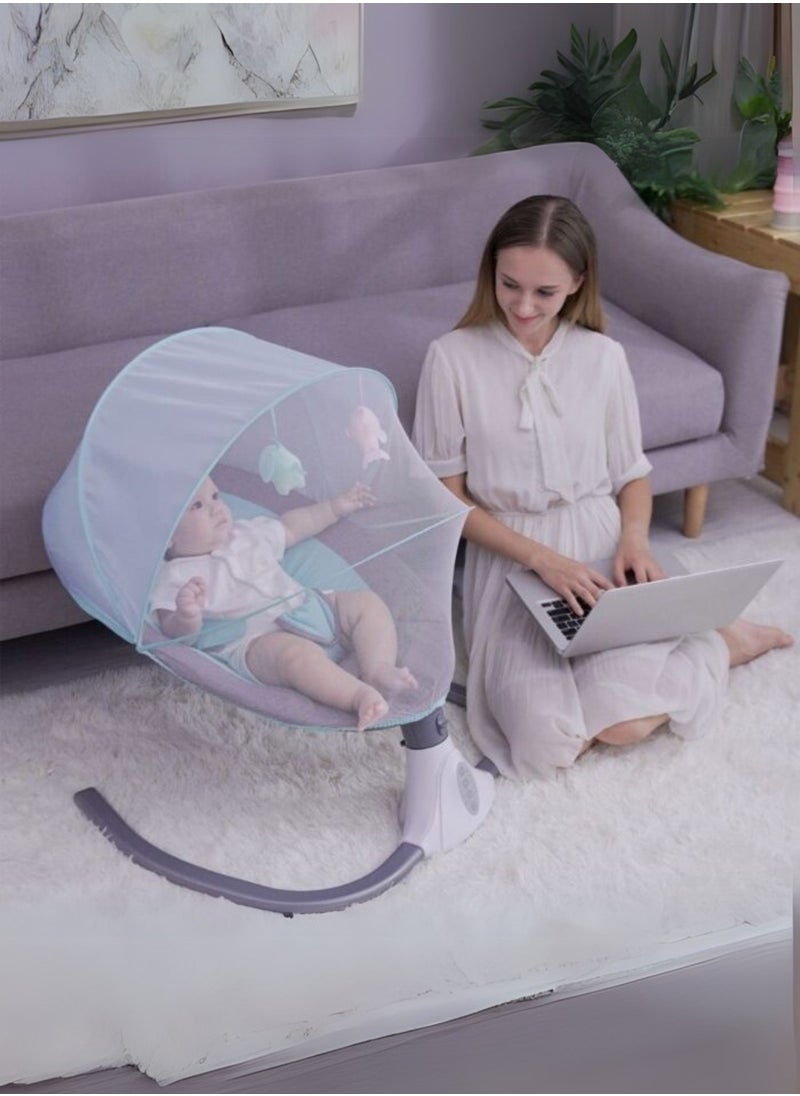 Baby Rocking Chair – Auto Swing with Remote Control, Bluetooth Music, USB Port, 4-Gear Electric Swing, Lying Flat for Comfort