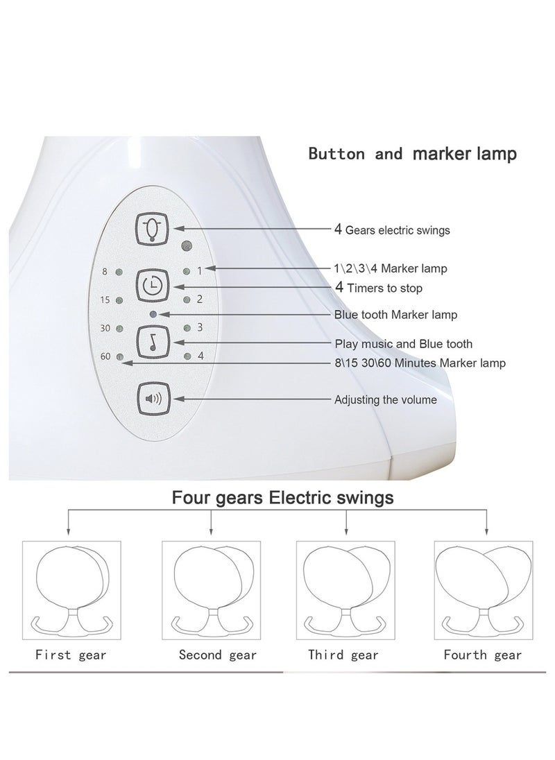 Baby Rocking Chair – Auto Swing with Remote Control, Bluetooth Music, USB Port, 4-Gear Electric Swing, Lying Flat for Comfort