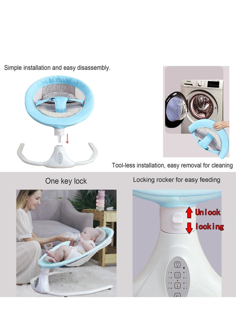 Baby Rocking Chair – Auto Swing with Remote Control, Bluetooth Music, USB Port, 4-Gear Electric Swing, Lying Flat for Comfort