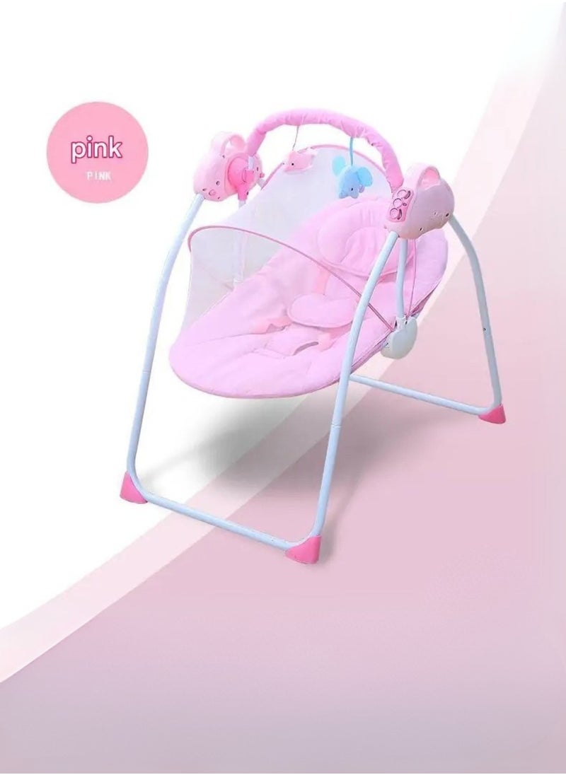 Baby Rocking Chair – Electric Rocking, Remote Control, 5-Point Safety Belt, MP3 & Bluetooth | Soft Headrest, Mosquito Net, Washable & Foldable | 0-12 Months