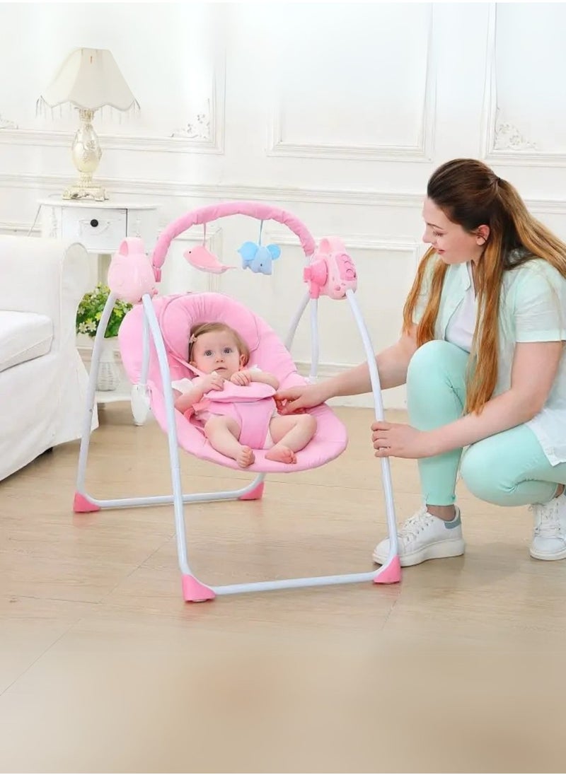 Baby Rocking Chair – Electric Rocking, Remote Control, 5-Point Safety Belt, MP3 & Bluetooth | Soft Headrest, Mosquito Net, Washable & Foldable | 0-12 Months