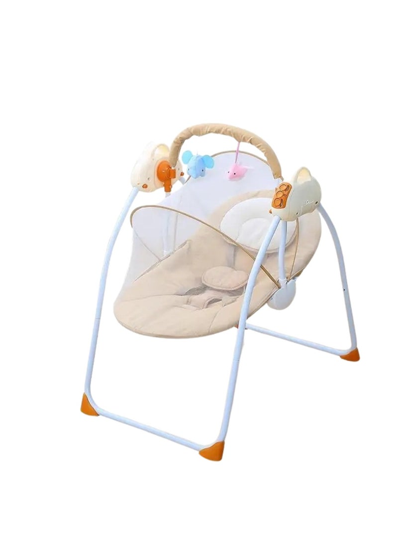 Baby Rocking Chair – Electric Rocking, Remote Control, 5-Point Safety Belt, MP3 & Bluetooth | Soft Headrest, Mosquito Net, Washable & Foldable | 0-12 Months