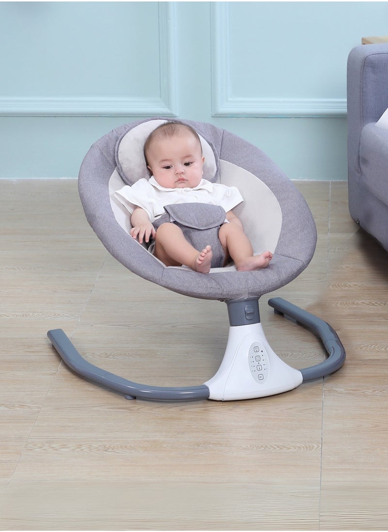 Baby Rocking Chair – 4-Gear Electric Swing, Integrated Bluetooth Music, USB Port, Fluffy Cloth Seat, Adjustable Timer, 5V Power Supply