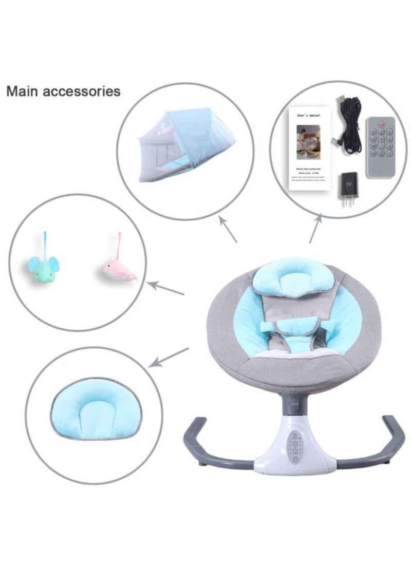 Baby Rocking Chair – Bluetooth Music, Remote-Controlled Auto Swing, 4-Gear Electric Rocking, Comfortable Waist Protection, USB Port