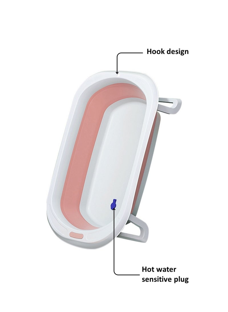Portable Foldable Baby Bathtub with Color-Changing Water Plug | Easy to Clean & Comfortable for Babies to Sit or Lie | Lightweight & Compact Design