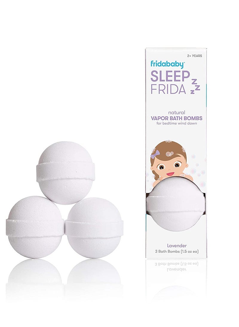 Sleep Frida Vapor Bath Bombs - Lavender, Calming And Soothing For Kids, Natural Essential Oils, Bedtime Relaxation, 3-Pack, 2+ Years