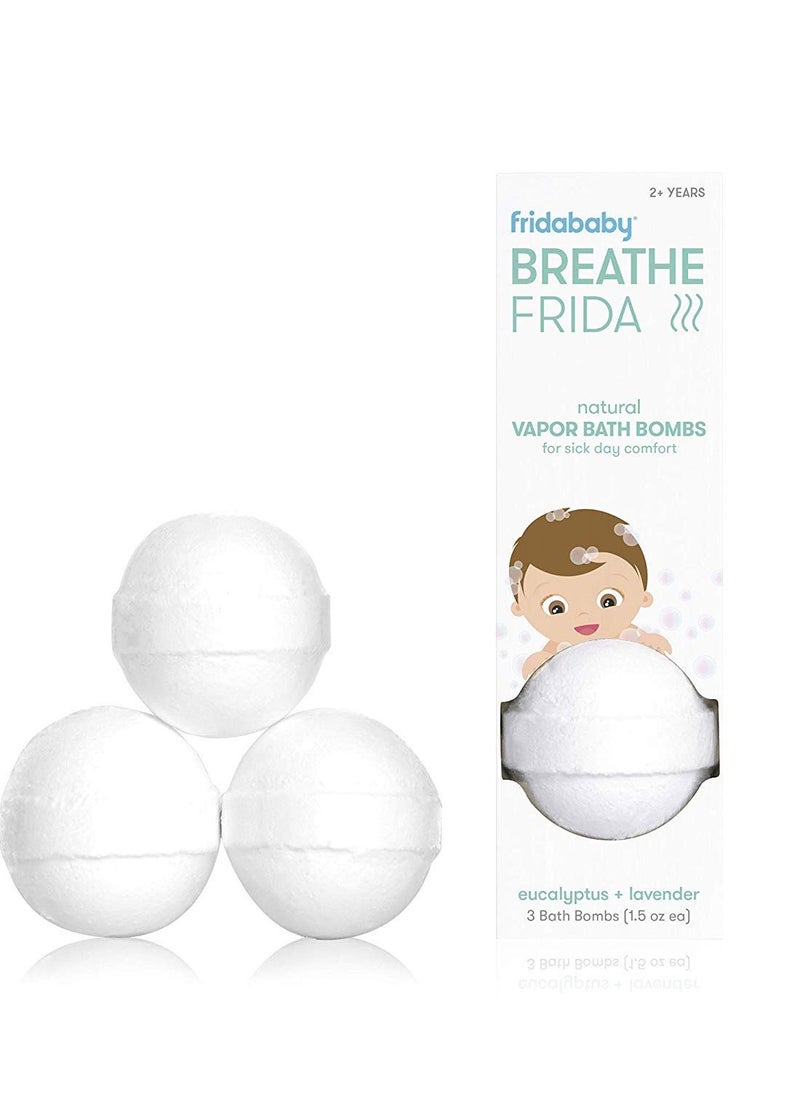 Breathe Frida Vapor Bath Balls - Eucalyptus And Lavender Essential Oils for Cold Relief And Sick Day Comfort - 3 Bath Balls, 2+ Years