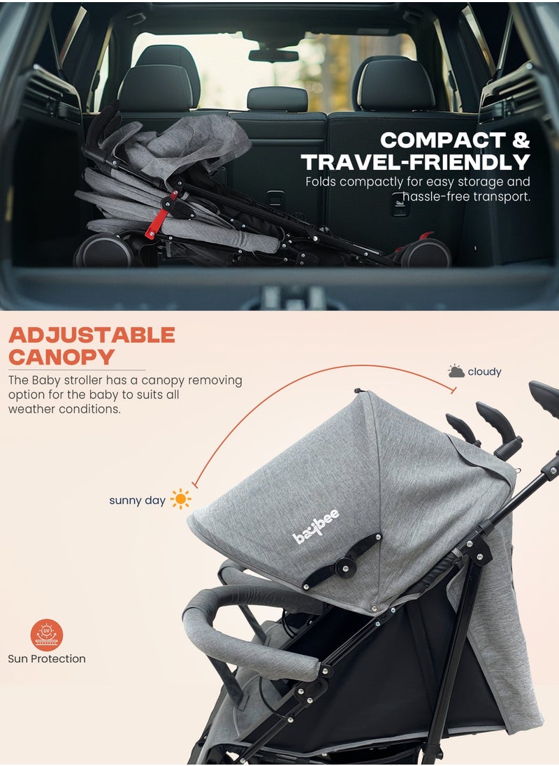 2 in 1 Twin Baby Stroller For Newborn Babies, Double Seat Stroller Twins with Adjustable Canopy, Safety Guardrail, Wheel Lock & Parental Handle | Toddler Stroller for Baby 0 to 4 Years Boy Girl Grey