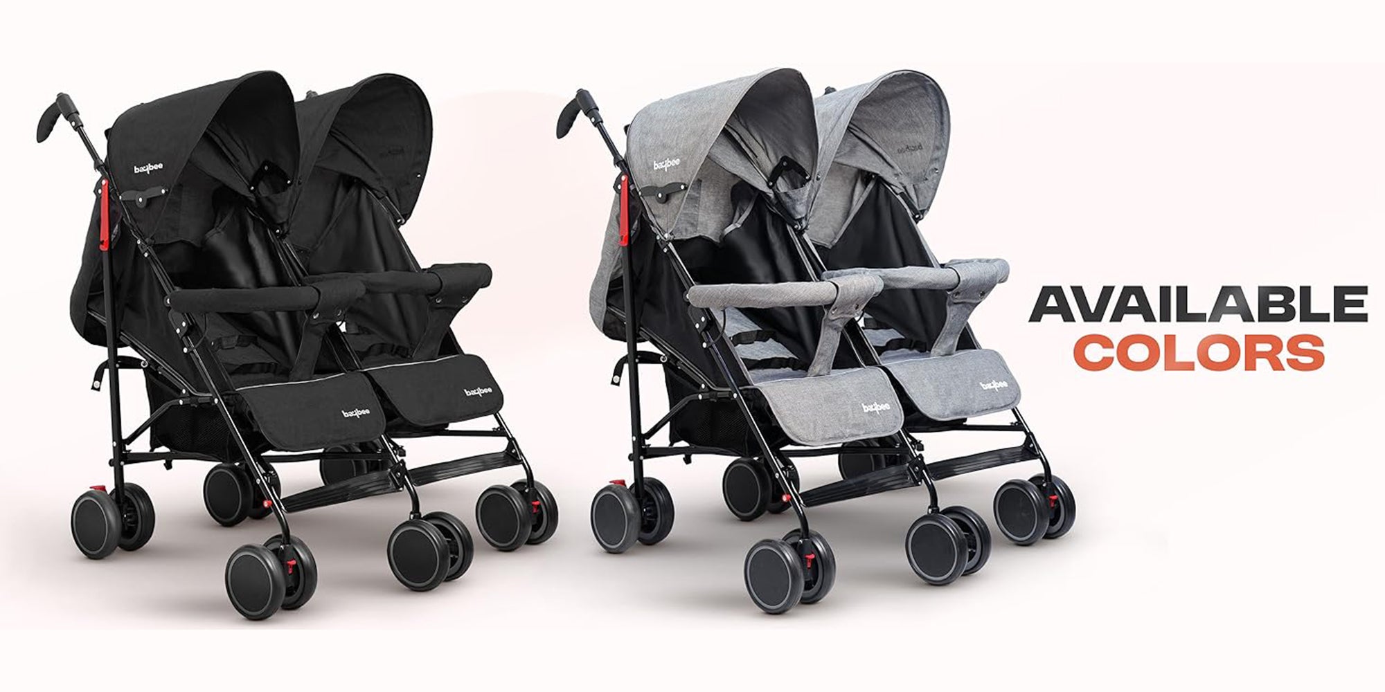 2 in 1 Twin Baby Stroller For Newborn Babies, Double Seat Stroller Twins with Adjustable Canopy, Safety Guardrail, Wheel Lock & Parental Handle | Toddler Stroller for Baby 0 to 4 Years Boy Girl Grey