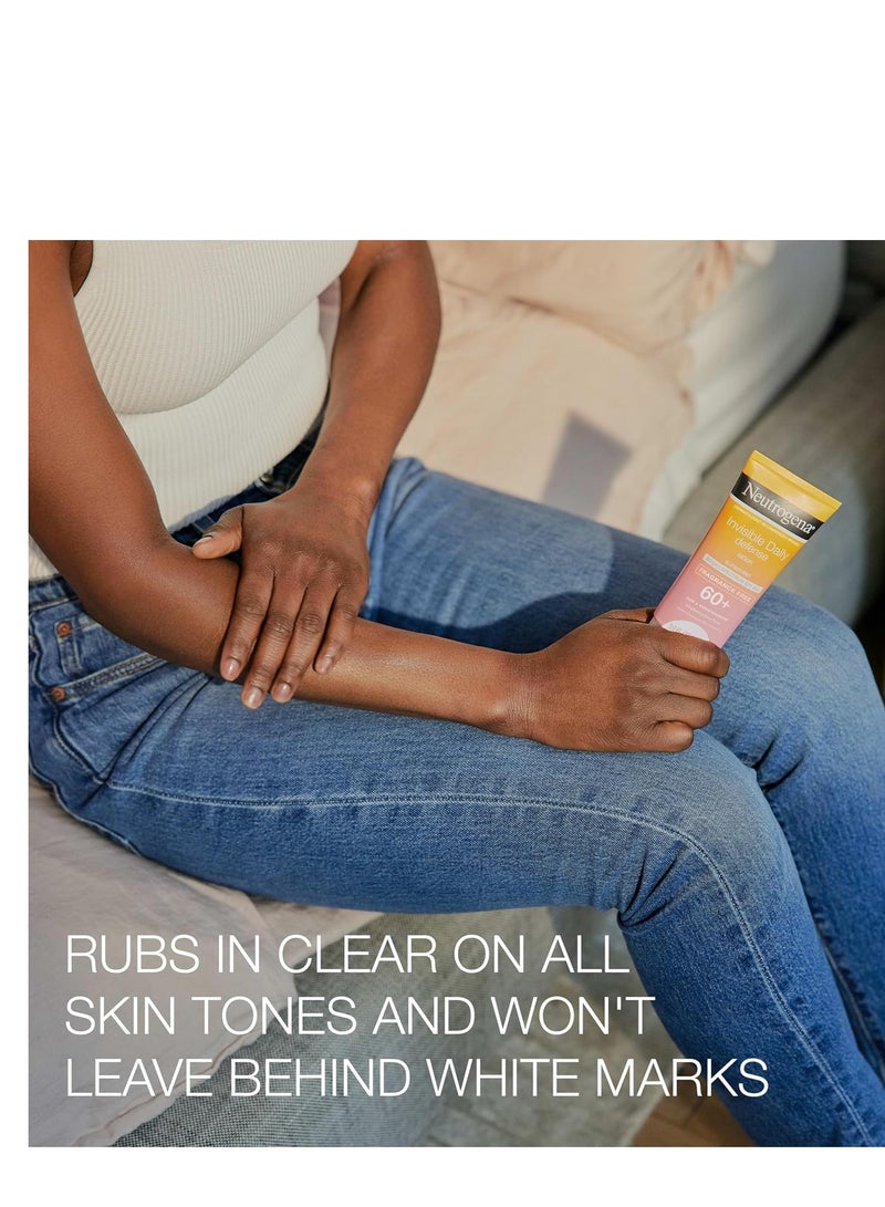 Invisible Daily Defense Fragrance-Free Sunscreen Lotion, Broad Spectrum SPF 60+, Oxybenzone-Free & Water-Resistant, Sun & Environmental Aggressor Protection 3.0 fl ozFluid Ounce