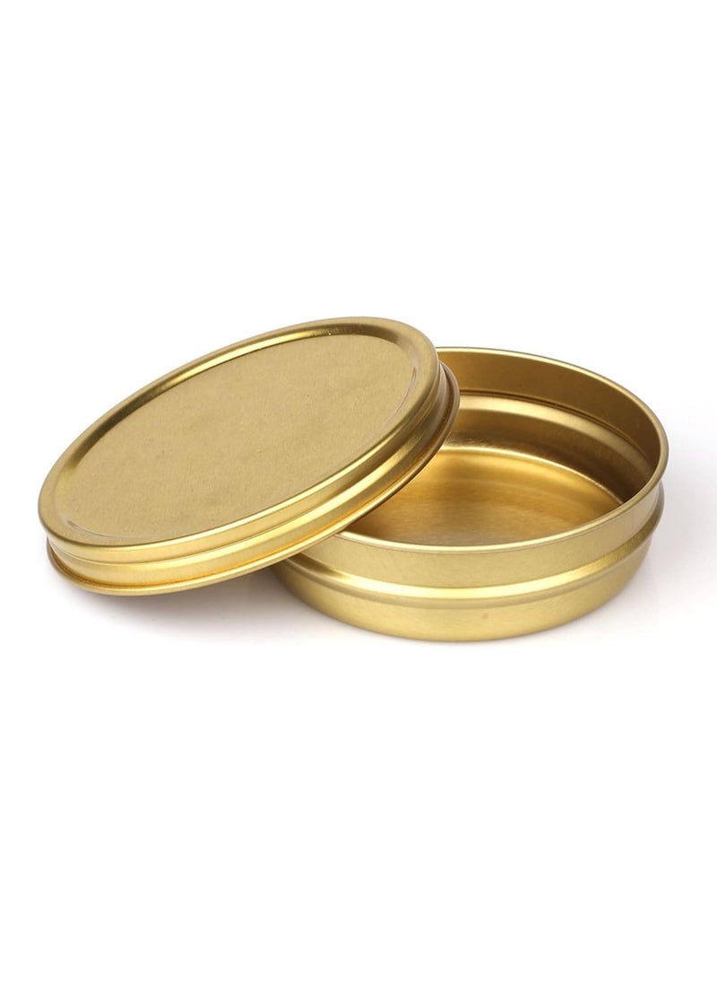 Home Smart Caviar Tin Metal Jar with Screw Lid Set of 10 Pcs Round Tin Empty Storage Containers in Gold (30 g)3