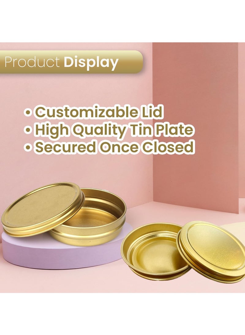 Home Smart Caviar Tin Metal Jar with Screw Lid Set of 10 Pcs Round Tin Empty Storage Containers in Gold (30 g)3