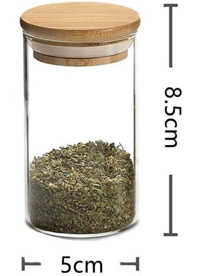 FUFU Spice Jars with Bamboo Lids, Glass Spice Jars with Labels, Glass Jar with Airtight lid, 12 pcs Spice Jars to Keep Spice, Herbs, Grains 5oz