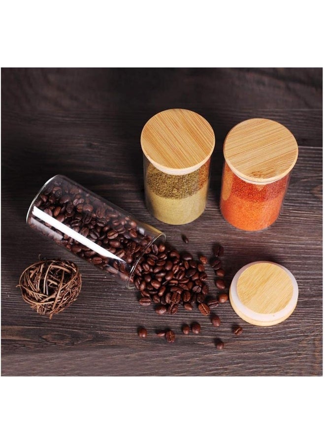FUFU Spice Jars with Bamboo Lids, Glass Spice Jars with Labels, Glass Jar with Airtight lid, 12 pcs Spice Jars to Keep Spice, Herbs, Grains 5oz