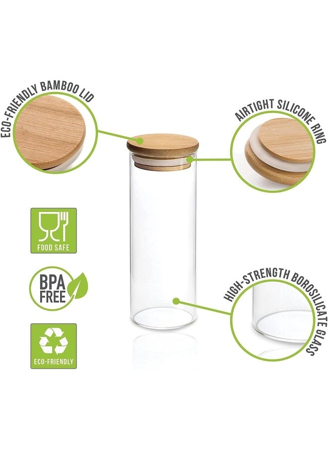 FUFU Spice Jars with Bamboo Lids, Glass Spice Jars with Labels, Glass Jar with Airtight lid, 12 pcs Spice Jars to Keep Spice, Herbs, Grains 5oz